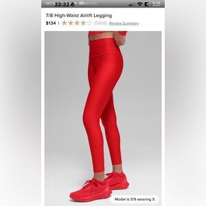 Alo Airlift Red Legging Sports Bra Set